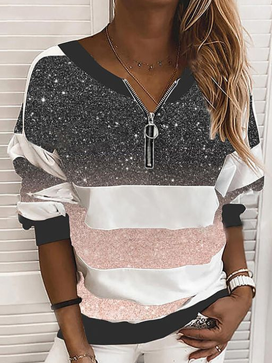 Damen Abstrakt Rundhals Print Lässig Frühling/Herbst Langarm Sweatshirt