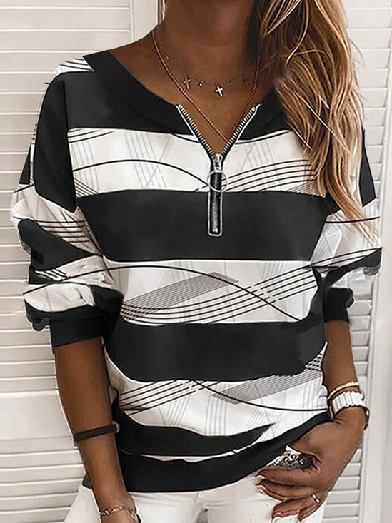 Damen Abstrakt Rundhals Print Lässig Frühling/Herbst Langarm Sweatshirt