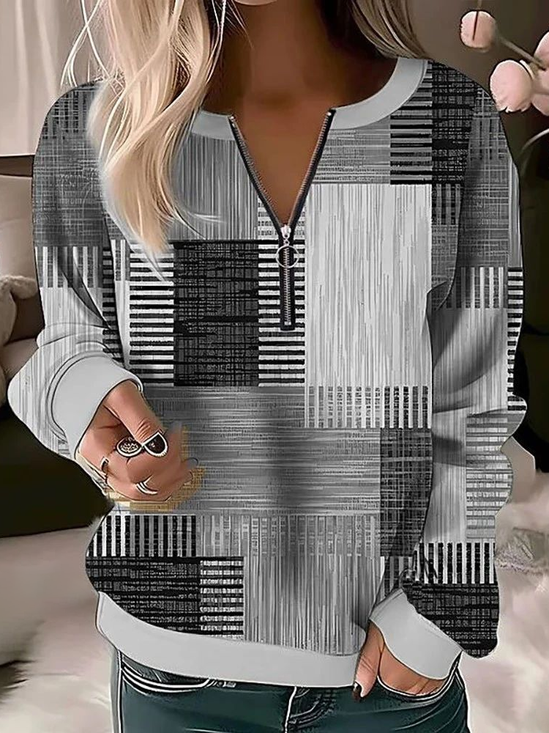 Damen Abstrakt Rundhals Print Lässig Frühling/Herbst Langarm Sweatshirt