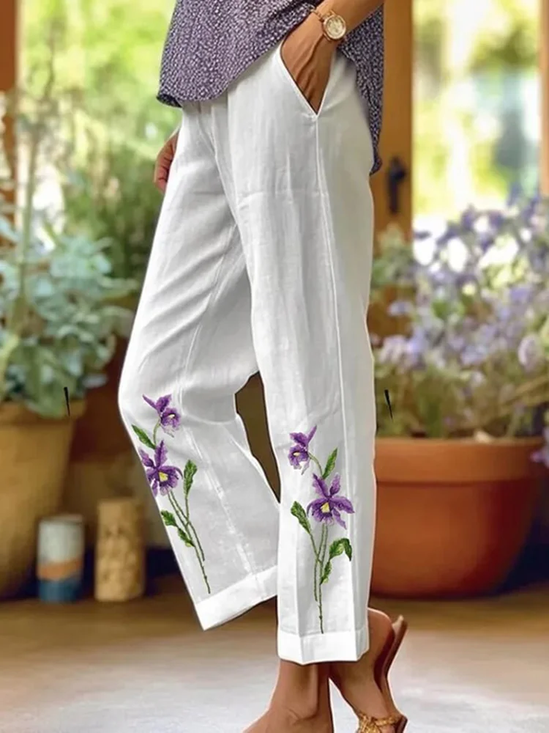 Damen Geblümt Lang Hose Lässig Frühling/Herbst Hose