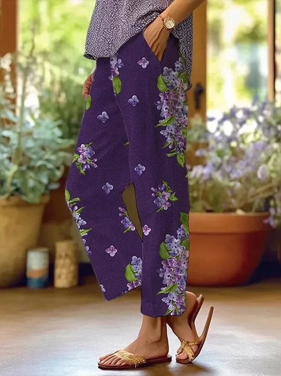 Damen Geblümt Lang Hose Lässig Frühling/Herbst Hose
