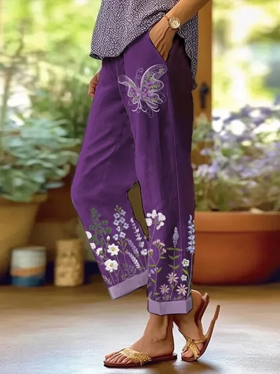 Damen Geblümt Lang Hose Lässig Frühling/Herbst Hose