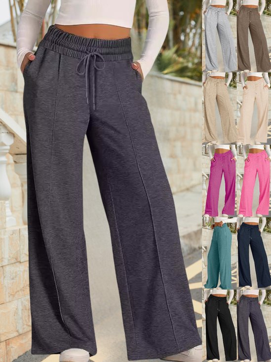 Damen Unifarben Lang Elastische Taille Hose Lässig Frühling/Herbst Hose
