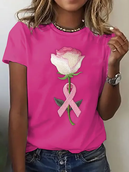 Damen Geblümt Kurzarm T-Shirts T-Shirt Rundhals Print Lässig Sommer T-Shirt mit Grafik Oberteile