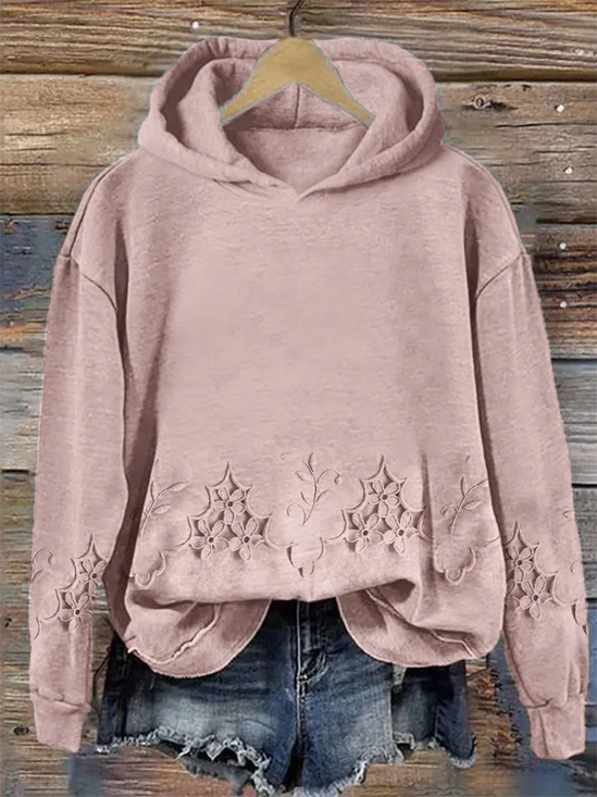 Damen Geblümt Frühling/Herbst Print Langarm Lässig Täglich Kapuze