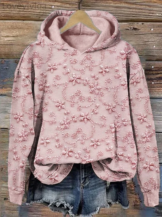 Damen Geblümt Frühling/Herbst Print Langarm Lässig Täglich Kapuze