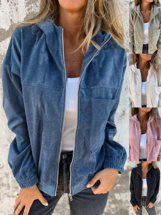 Damen Frühling/Herbst Oberbekleidung Retro Nahtverarbeitung Unifarben Langarm Stehkragen Jacke