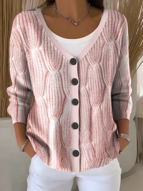 Damen Abstrakt Lässig Frühling/Herbst Print Strickjacke