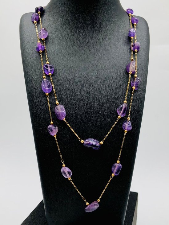 Amethyst modisch Temperament Täglich Pendeln Einfach Vielseitig Armband Schlüsselbein Kette Pullover Kette