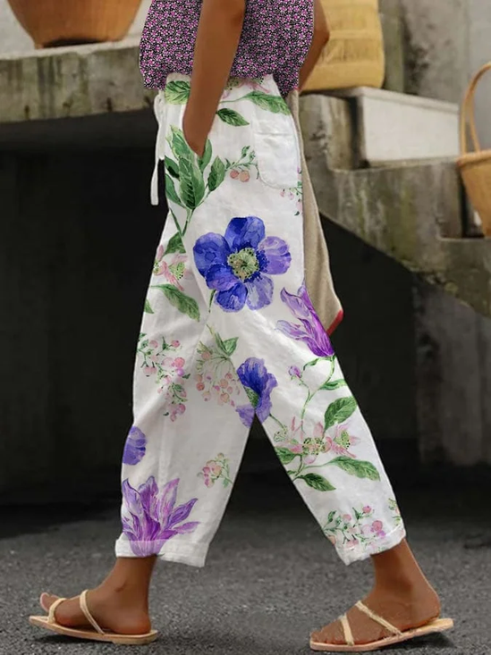 Damen Geblümt Lang Hose Lässig Frühling/Herbst Hose