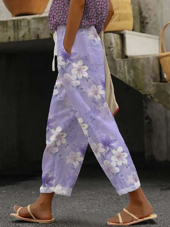 Damen Geblümt Lang Hose Lässig Frühling/Herbst Hose