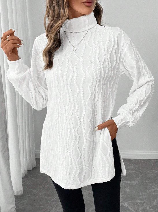 Damen Unifarben Langarm T-Shirts T-Shirt Rundhals Lässig Frühling/Herbst Oberteile