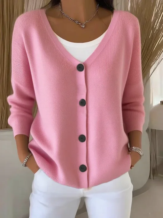 Damen Unifarben Lässig Frühling/Herbst Strickjacke