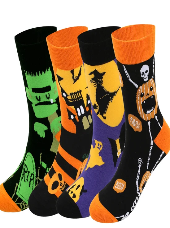 Halloween Große Größen Baumwolle Socken Herbst und Winter Neu Hexe Kürbis Schloss Mittelrohr Socken