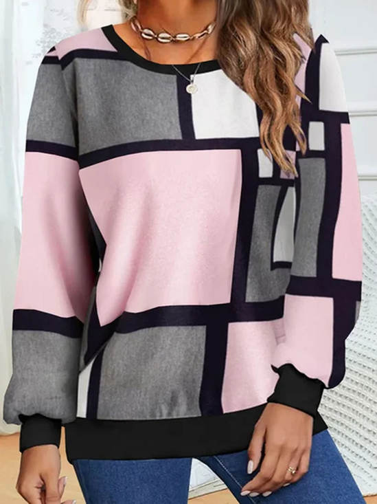 Damen Abstrakt Rundhals Print Lässig Frühling/Herbst Langarm Sweatshirt