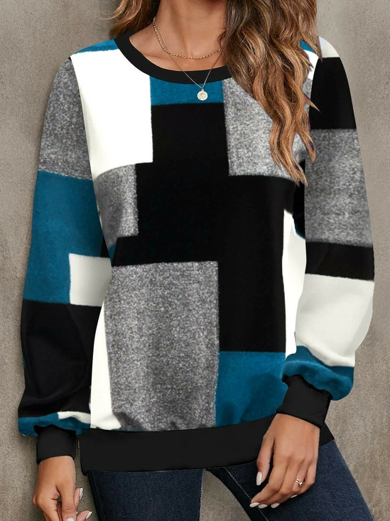 Damen Abstrakt Rundhals Print Lässig Frühling/Herbst Langarm Sweatshirt