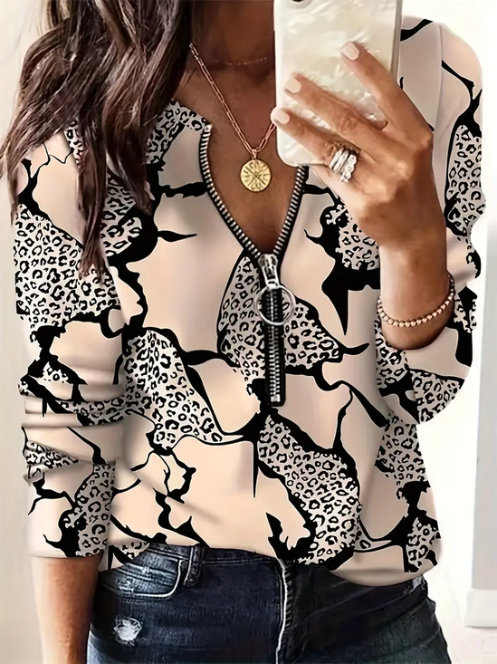 Damen Abstrakt Rundhals Print Lässig Frühling/Herbst Langarm Sweatshirt