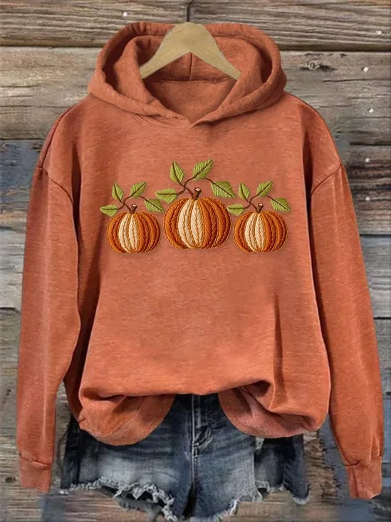 Damen Halloween (Kürbis) Frühling/Herbst Print Langarm Lässig Täglich Kapuze