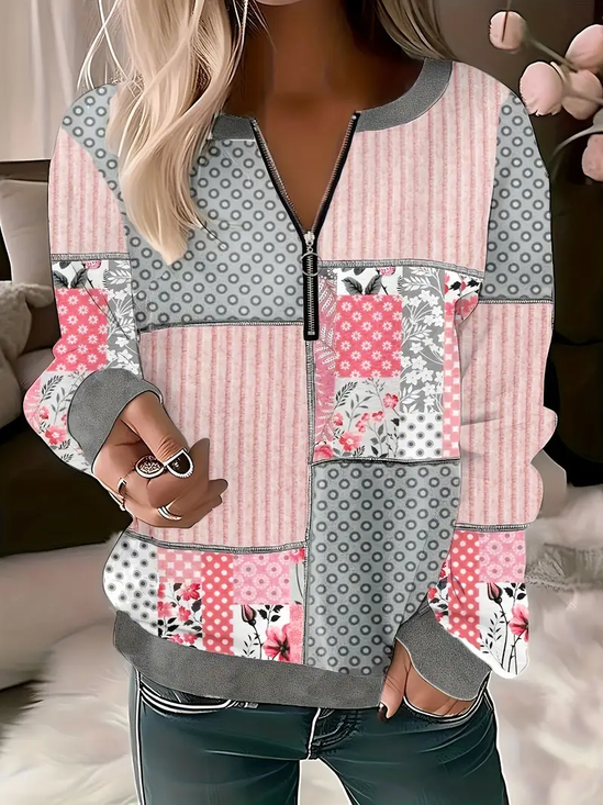 Damen Geblümt Rundhals Print Lässig Frühling/Herbst Langarm Sweatshirt