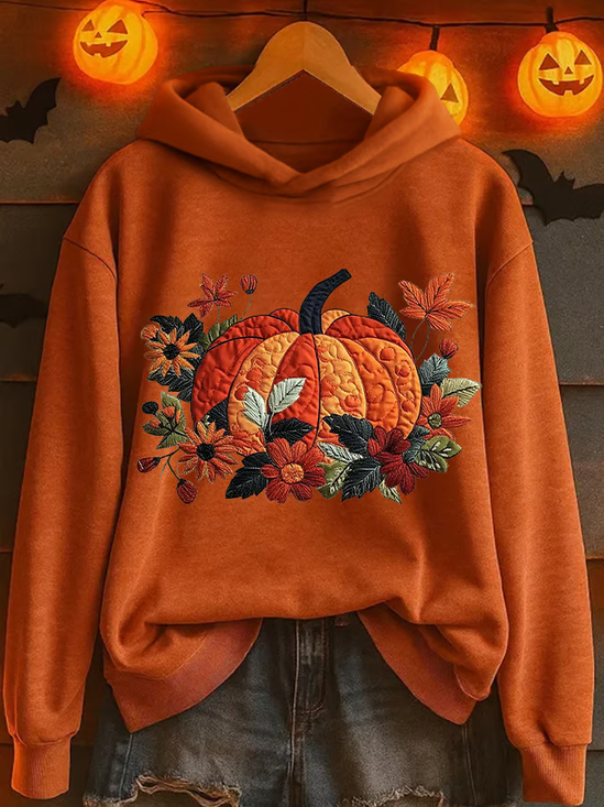 Damen Geblümt Frühling/Herbst Print Langarm Lässig Täglich Kapuze
