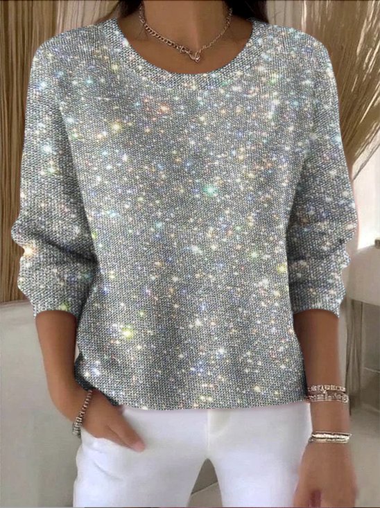 Damen Halloween Frühling/Herbst Retro Langarm Rundhals Baumwolle Pullover