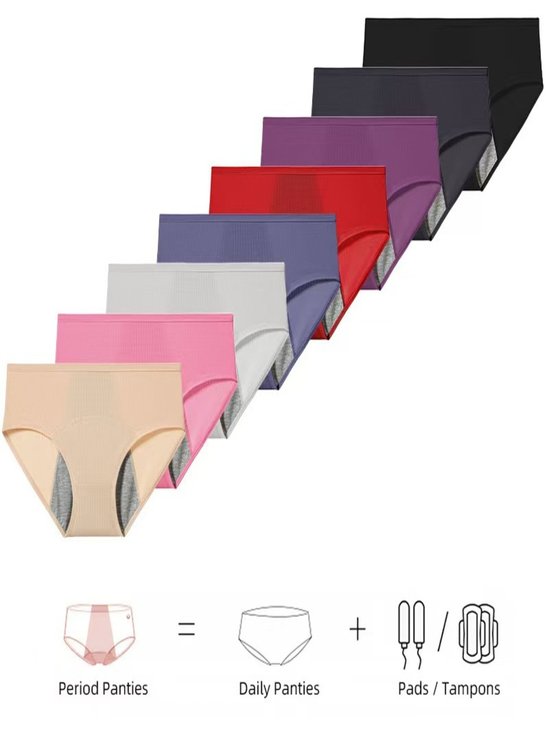 Unifarben Nahtverarbeitung Sport Menstruation Hose Besondere Sanitär Hose Übergröße Hohe Taille Bequem Menstruation Slips Höschen