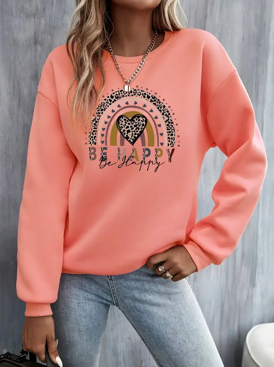 Damen Herz/Herz Rundhals Print Lässig Frühling/Herbst Langarm Sweatshirt