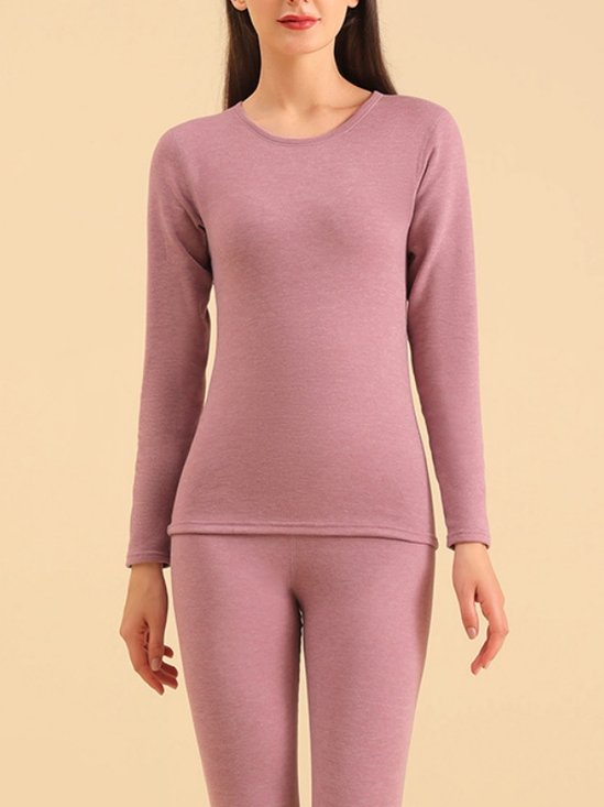 Damen Unifarben Zweiteiliges Set Täglich Langarm Lässig Frühling/Herbst Bluse mit Hose Matching Set