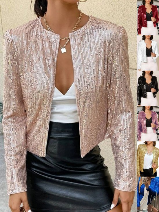 Damen Frühling/Herbst Oberbekleidung Retro Nahtverarbeitung Unifarben Langarm Stehkragen Jacke