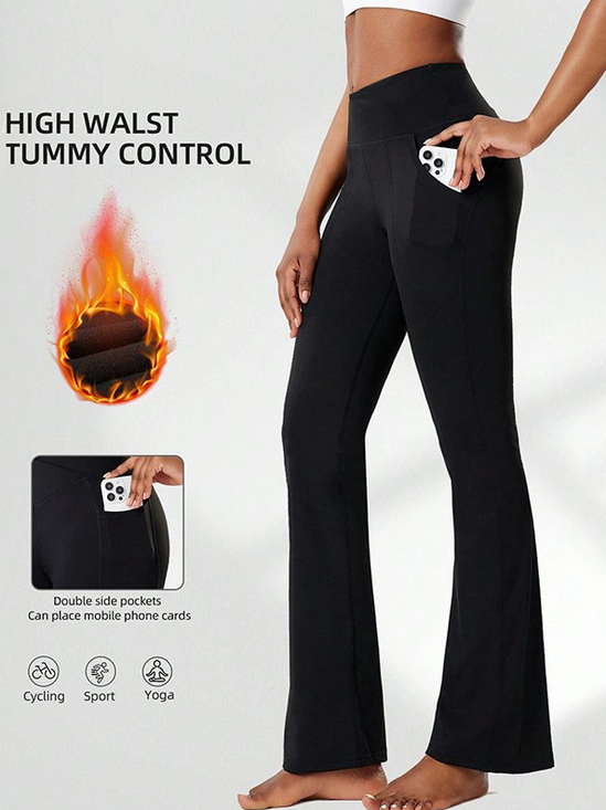 Damen Unifarben Lang Hose Lässig Winter Hose