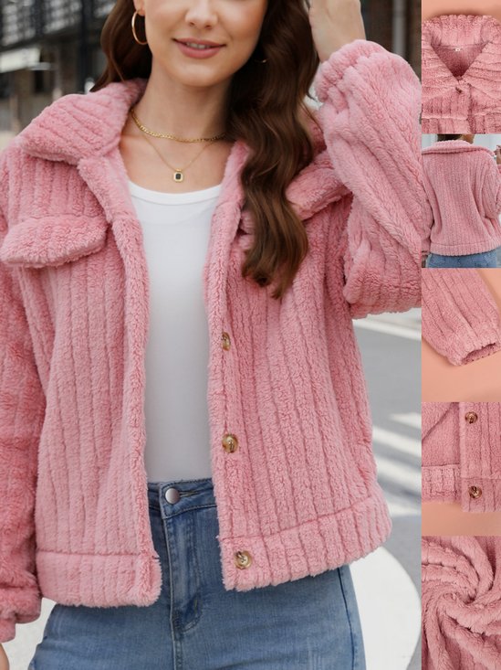 Damen Frühling/Herbst Oberbekleidung Retro Nahtverarbeitung Unifarben Langarm Schalkragen Jacke