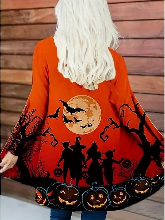 Damen Halloween Frühling/Herbst Aufdecken Retro Leicht Strickjacke