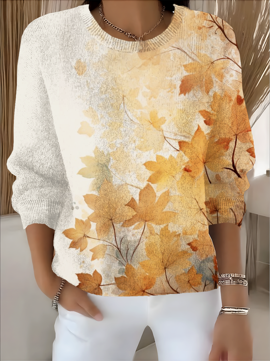 Damen Verlaufsmuster Winter Retro Langarm Rundhals Pullover