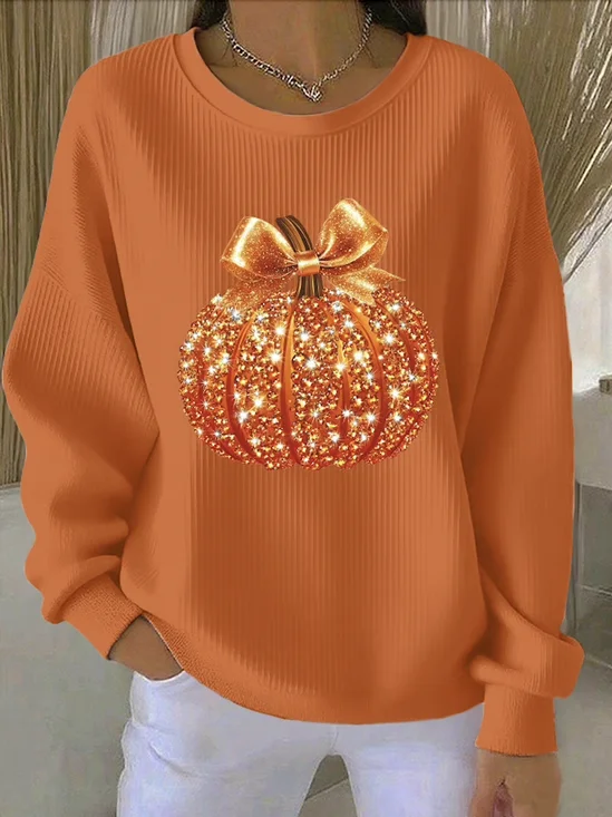 Damen Halloween Rundhals Lässig Frühling/Herbst Langarm Sweatshirt