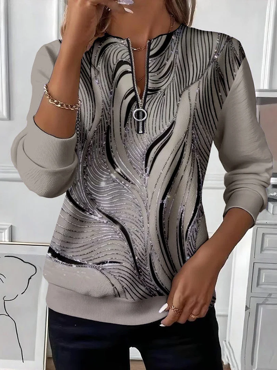 Damen Abstrakt Rundhals Print Lässig Frühling/Herbst Langarm Sweatshirt