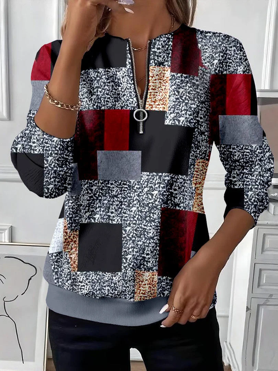 Damen Abstrakt Rundhals Print Lässig Frühling/Herbst Langarm Sweatshirt