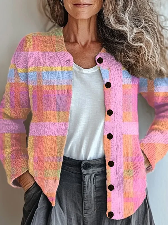 Damen Abstrakt Print Langarm Rundhals Retro Frühling/Herbst Strickjacke Oberbekleidung
