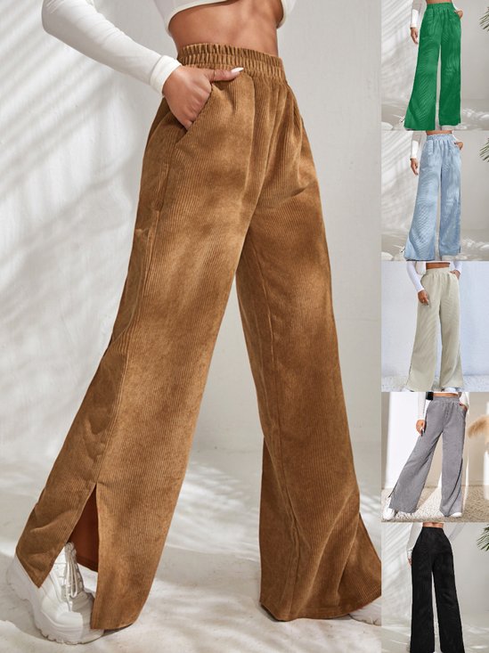 Damen Unifarben Lang Elastische Taille Hose Lässig Frühling/Herbst Hose