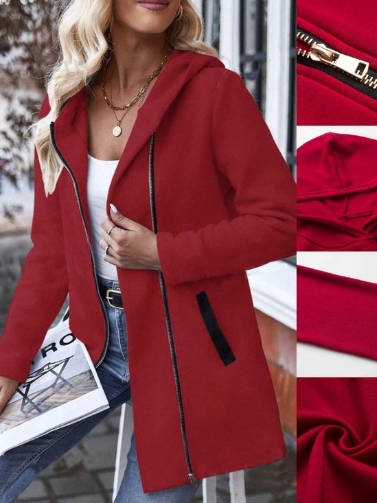 Damen Frühling/Herbst Oberbekleidung Retro Nahtverarbeitung Unifarben Langarm Stehkragen Jacke