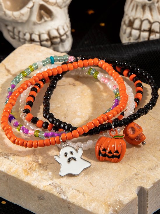 Bunt Reis Korn Geist Kürbis die Fledermaus Fußkettchen Fünfteilig Set DUNKEL Lustig Schädel Halloween Fuß Ornamente Fünfteilig Set