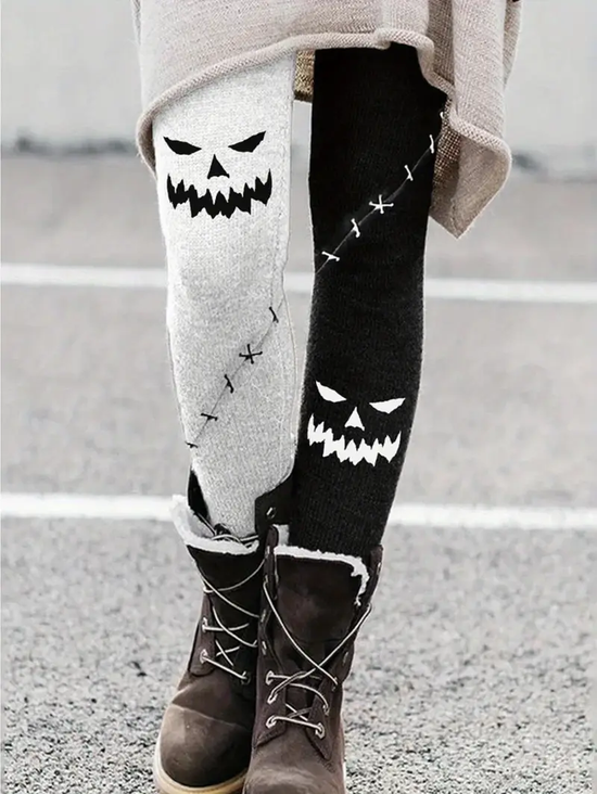 Damen Halloween (Kürbis) Lässig Alle Jahreszeiten Print Lang Leggings