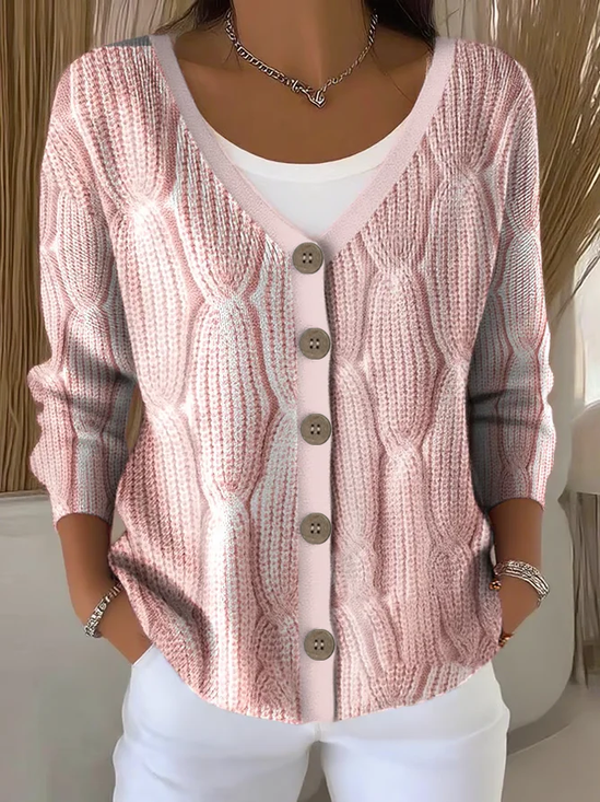 Damen Abstrakt Lässig Frühling/Herbst Print Strickjacke