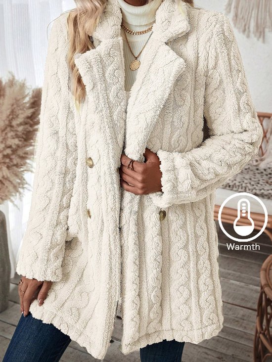 Damen Winter Oberbekleidung Lässig Unifarben Langarm Vlies Mantel