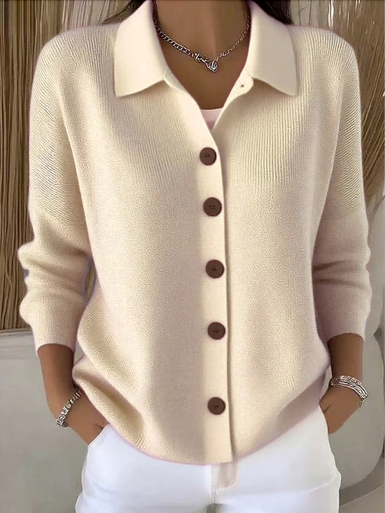 Damen Unifarben Langarm Schalkragen Lässig Frühling/Herbst Strickjacke Oberbekleidung