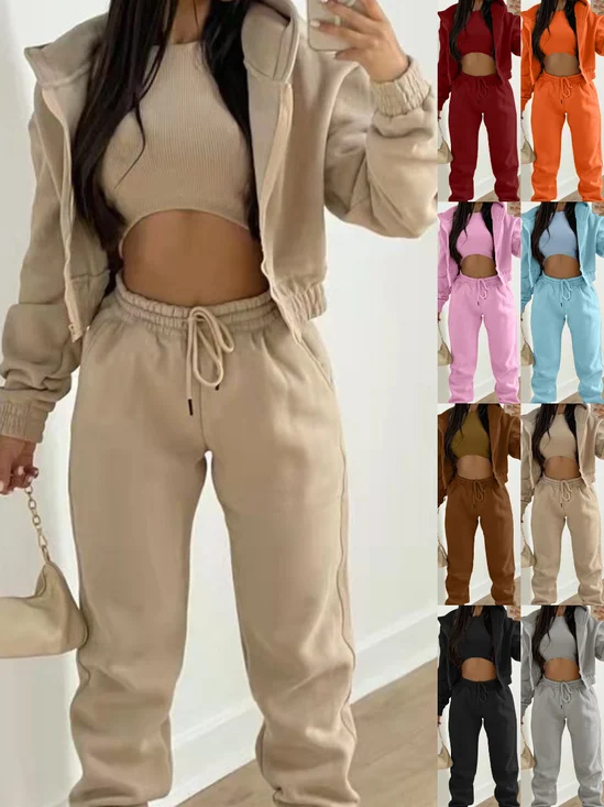 Damen Unifarben Nahtverarbeitung Matching Kostüm Pendeln Langarm Lässig Frühling/Herbst Mehrteiliges Set Matching Set