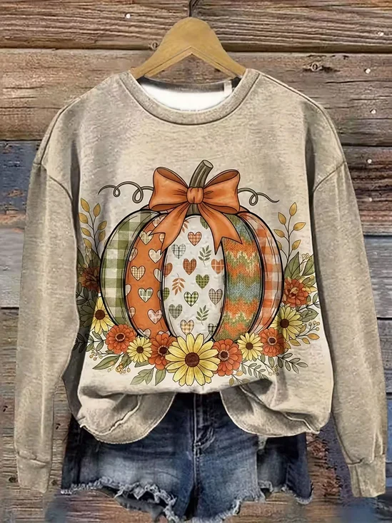 Damen Geblümt Rundhals Print Lässig Frühling/Herbst Langarm Sweatshirt