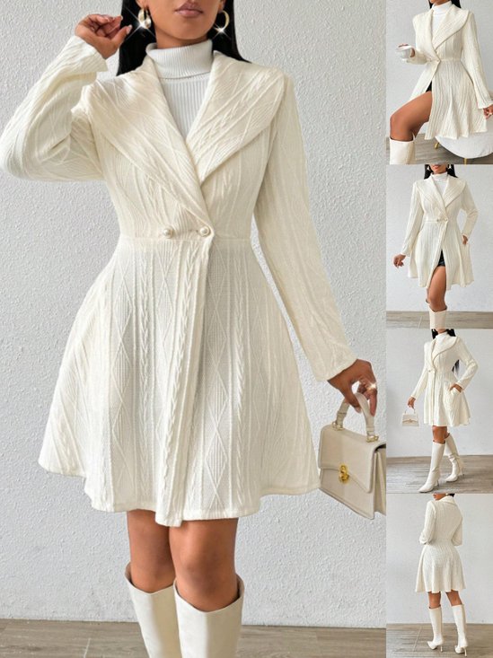 Damen Herbst Oberbekleidung Lässig Jacquard Unifarben Langarm Reverskragen Jacke