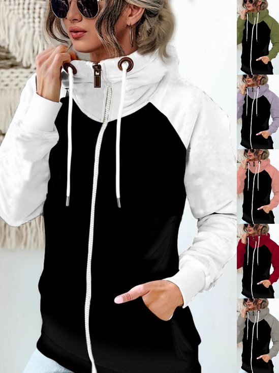 Damen Frühling/Herbst Oberbekleidung Retro Nahtverarbeitung Unifarben Langarm Stehkragen Jacke