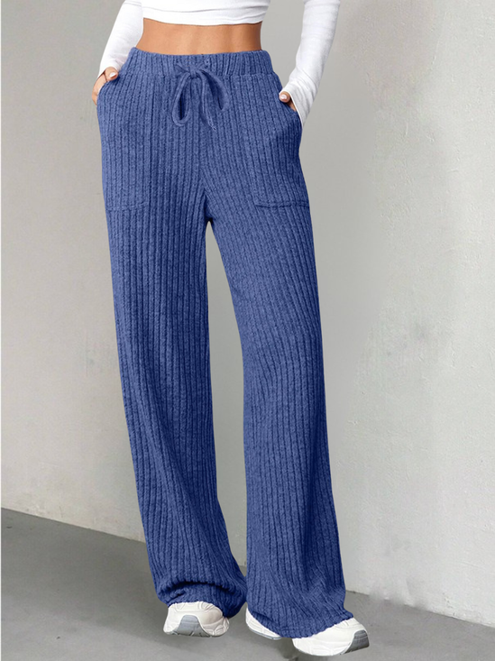 Damen Unifarben Lang Elastische Taille Hose Lässig Frühling/Herbst Hose