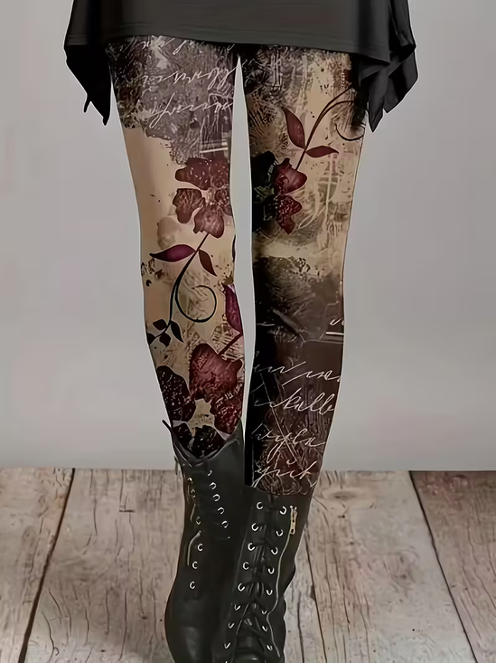 Damen Geblümt Lässig Alle Jahreszeiten Print Lang Leggings